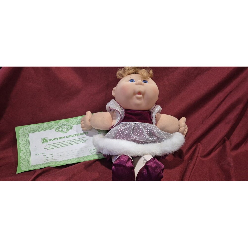 Vintage 1991 Cabbage Patch Kids Winter Holiday Doll Avon Mattel Certificate EUC